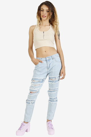 Patchwork Destroyed BFF Denim
