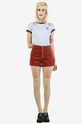 Barrymore Corduroy High Rise Shorts - Brick