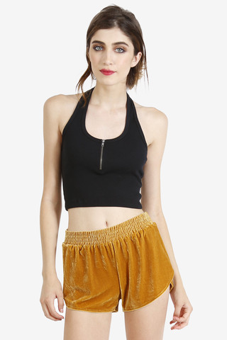 Zip It Up Crop Top - Black
