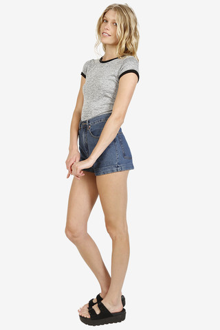 Everyday Heather Grey Crop Ringer Tee